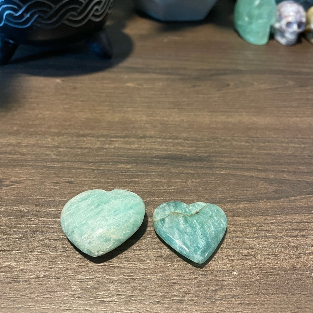 Amazonite and Aventurine Heart Lot